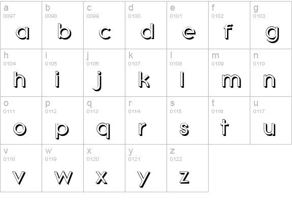 LiteraShadow-Bold lowercase a-z preview