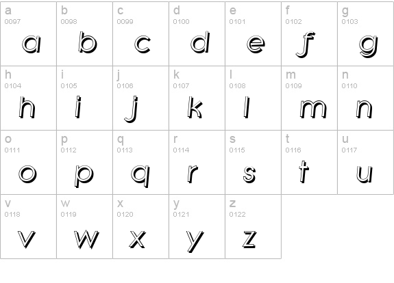 LiteraShadow-Italic lowercase a-z preview