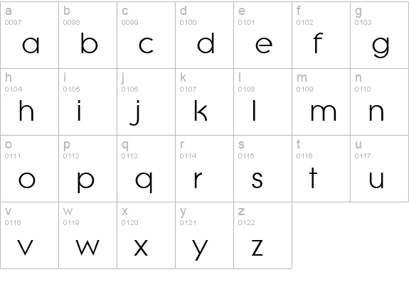 Lithe lowercase a-z preview