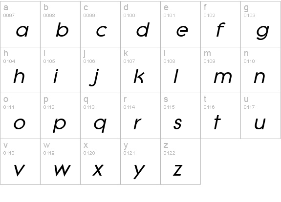 Lithe Bold Italic lowercase a-z preview