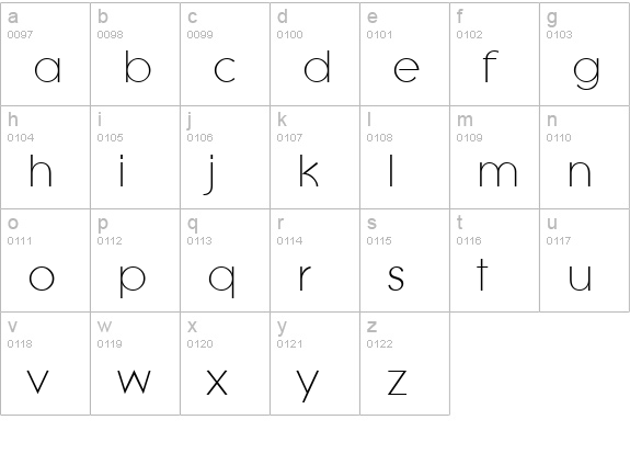 LitheLight Regular lowercase a-z preview
