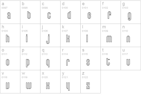 Lithia-Outline lowercase a-z preview
