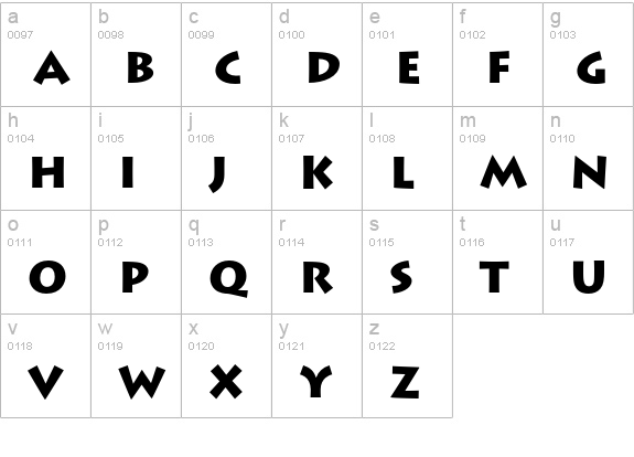 Lithos Black lowercase a-z preview