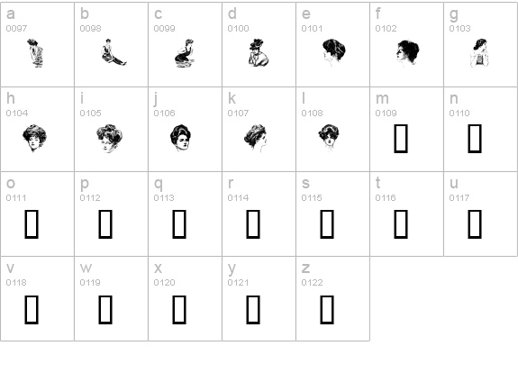 Liz's GibsonGirls lowercase a-z preview