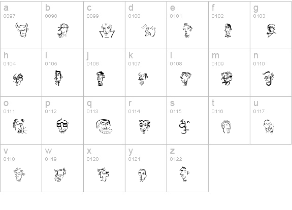 Lletraparits lowercase a-z preview