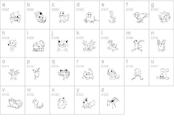 LMS Poke'mon Master DingBat lowercase a-z preview