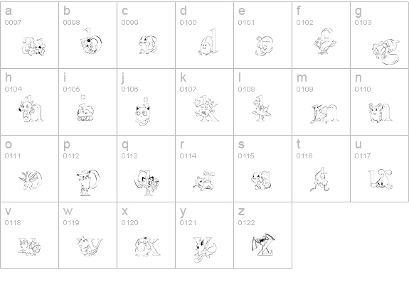 LMS Poke'mon Master Outline lowercase a-z preview