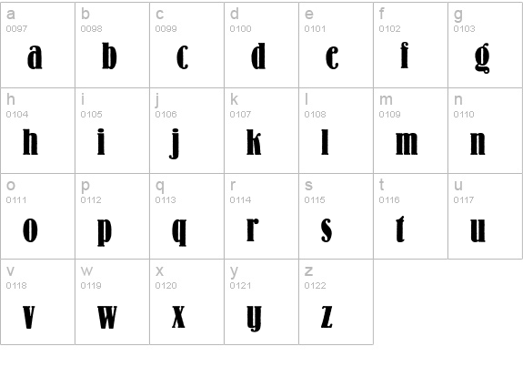 Lo-Type BQ Condensed Medium lowercase a-z preview