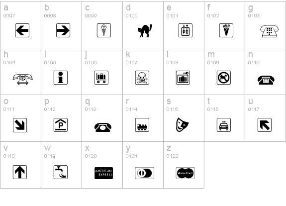 LogosPiFont lowercase a-z preview