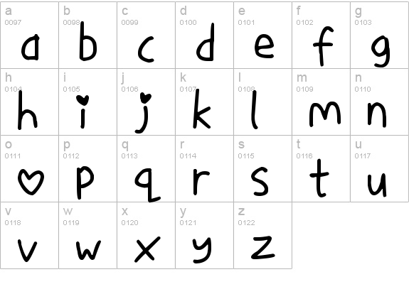 Love Me lowercase a-z preview
