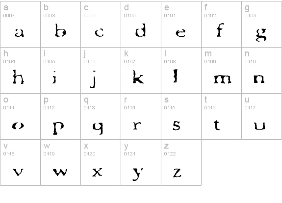 LoveNoteRendered lowercase a-z preview