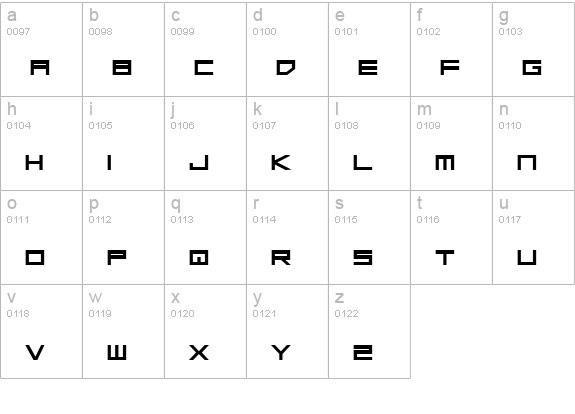 Low Gun Screen Bold Expanded lowercase a-z preview