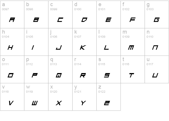 Low Gun Screen Bold Italic lowercase a-z preview