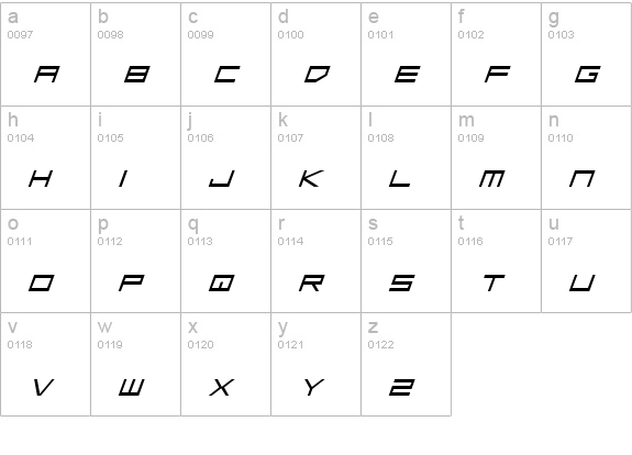 Low Gun Screen Expanded Italic lowercase a-z preview