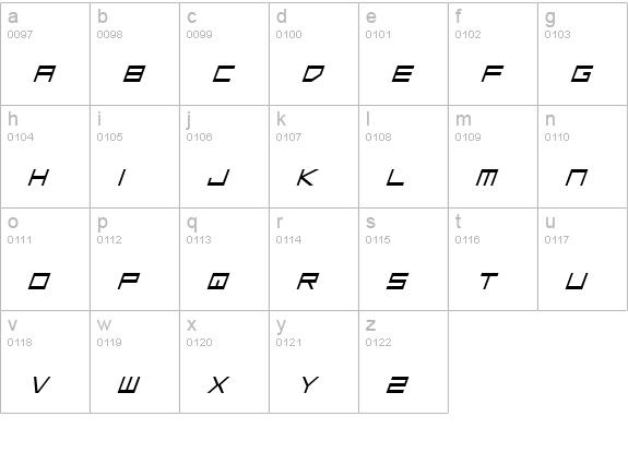 Low Gun Screen Italic lowercase a-z preview