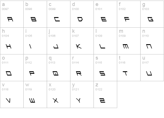 Low Gun Screen Leftalic lowercase a-z preview