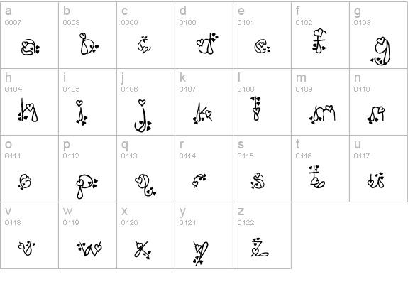 LSHeartThrob lowercase a-z preview