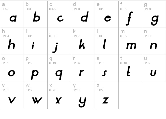 LT Oksana Bold Italic lowercase a-z preview