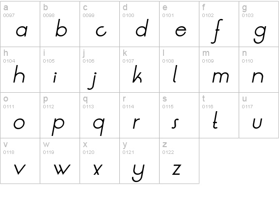 LT Oksana Italic lowercase a-z preview