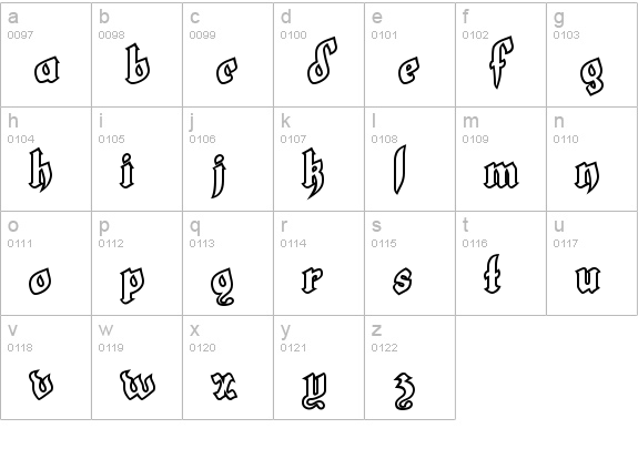 LT White Fang lowercase a-z preview