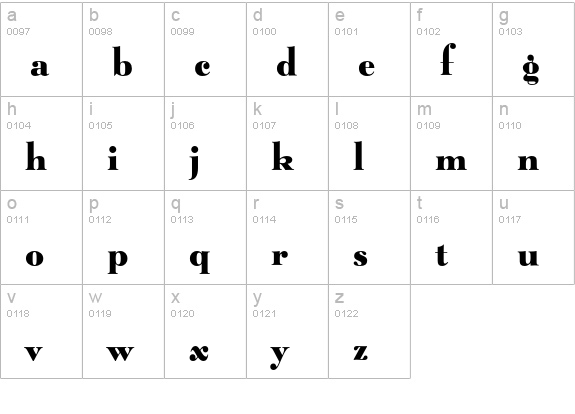 Lucian Bold lowercase a-z preview