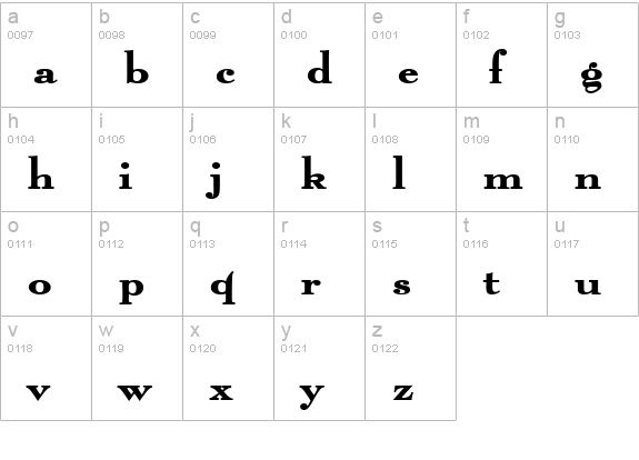 Luciano Wide Bold lowercase a-z preview