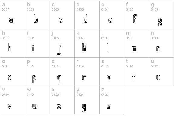 Lucid Type A Outline (BRK) lowercase a-z preview