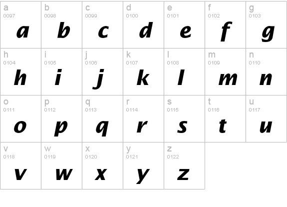 Lucida Sans Bold Italic lowercase a-z preview