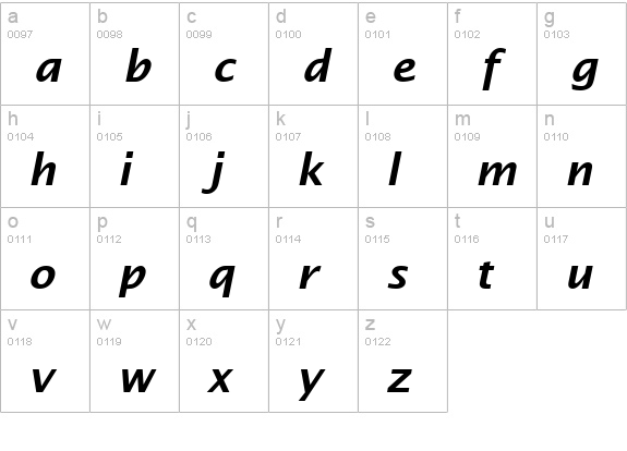 Lucida Sans Demibold Italic lowercase a-z preview