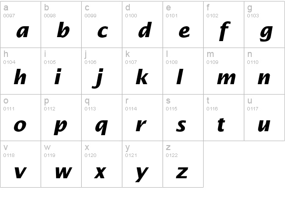 Lucida Sans Std Bold Italic lowercase a-z preview