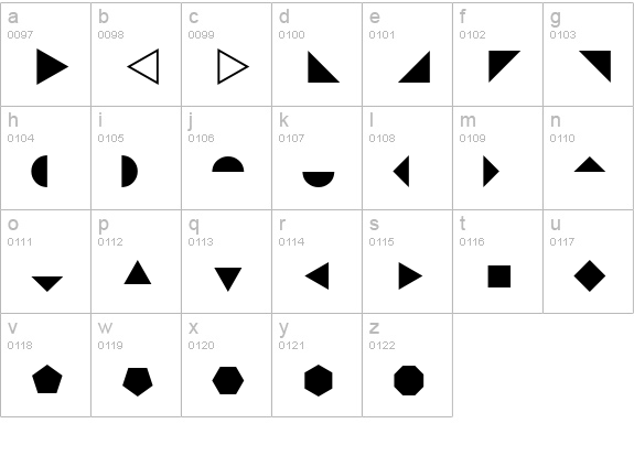 Lucida Stars lowercase a-z preview