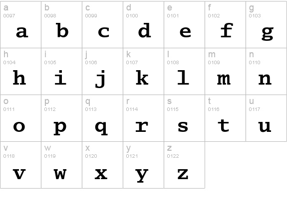 LucidaTypewriterEF-Bold lowercase a-z preview