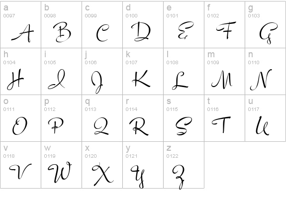 LucyScriptCapitals lowercase a-z preview