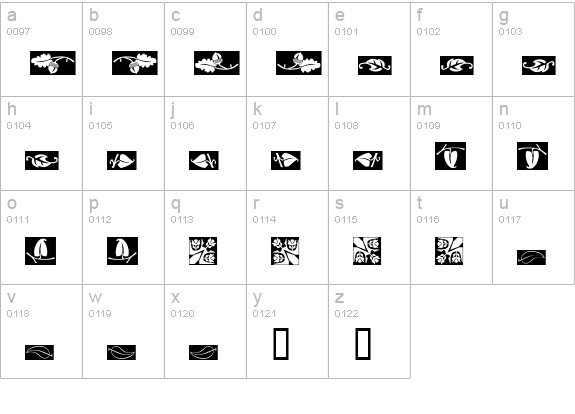 Ludlow Dingbats lowercase a-z preview