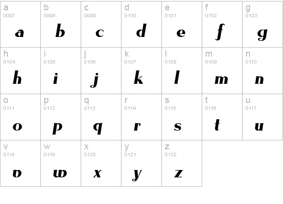 Lyndsey Regular lowercase a-z preview