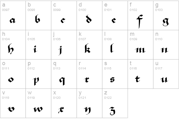 MA GKursiv1 lowercase a-z preview