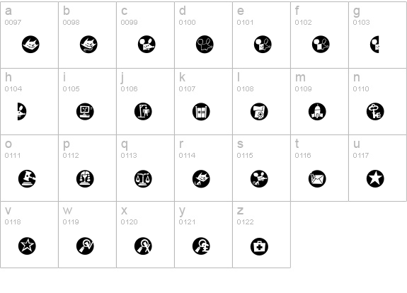 MacDings lowercase a-z preview