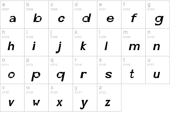 Magoo Italic lowercase a-z preview