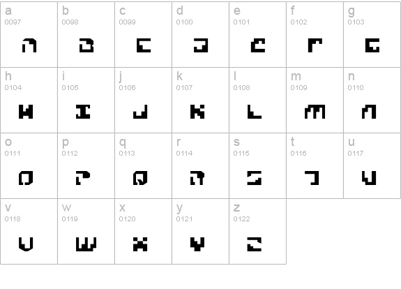 Malcorian lowercase a-z preview