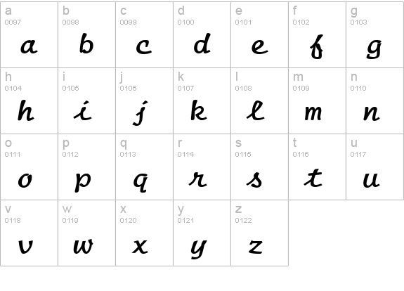 Manuscript Wide Bold lowercase a-z preview