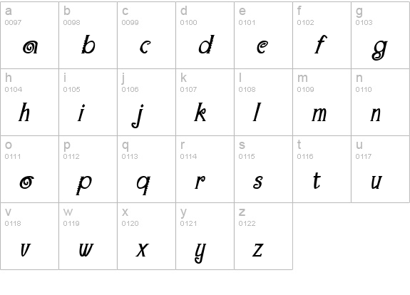 Maraca Bold Italic lowercase a-z preview