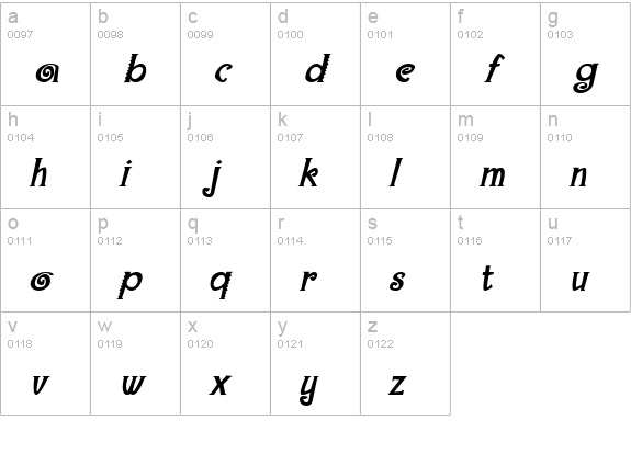 Maraca Extrabold Italic lowercase a-z preview