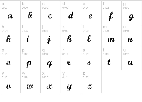 Marcelle Script lowercase a-z preview