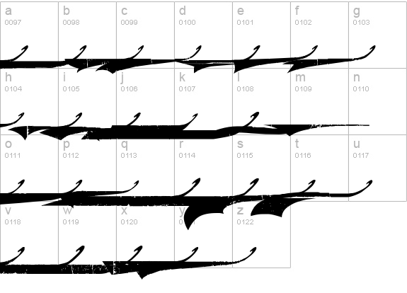 Marcelle Swashes lowercase a-z preview