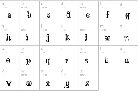 MardiGras Regular lowercase a-z preview