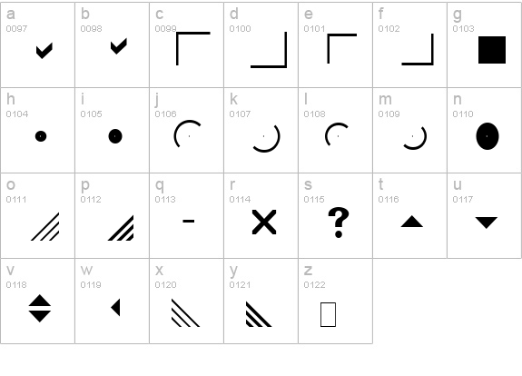 Marlett lowercase a-z preview
