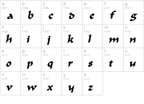 Marlin BoldItalic lowercase a-z preview