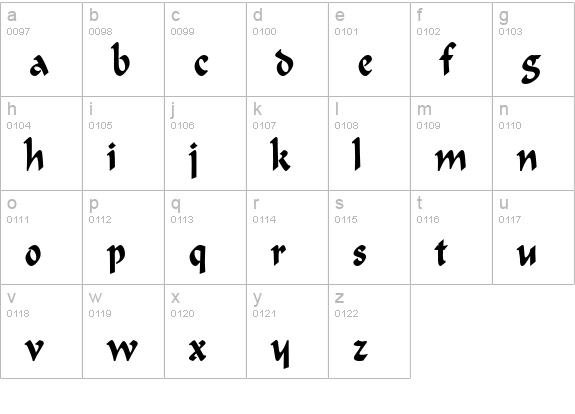 Marlin Condensed Bold lowercase a-z preview