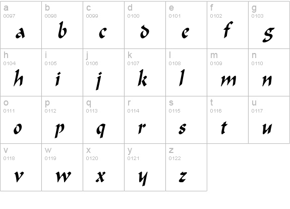 Marlin Condensed Italic lowercase a-z preview