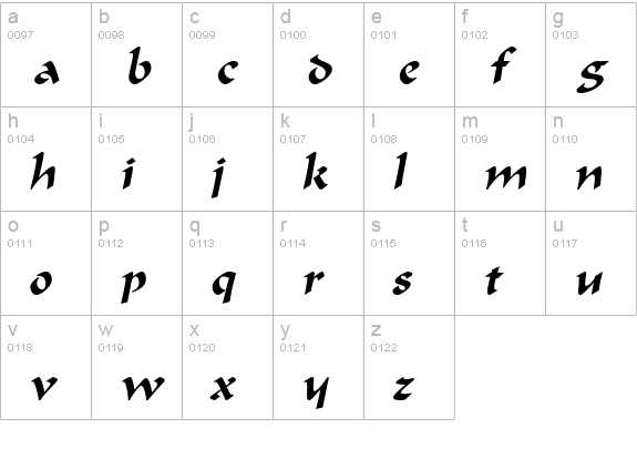 Marlin Italic lowercase a-z preview